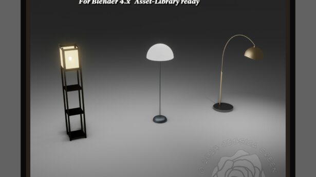 Asset Library-ready floor lamps for Blender.