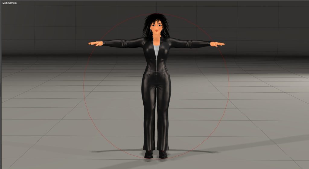 Example of a figure in Poser with clothes and hair.