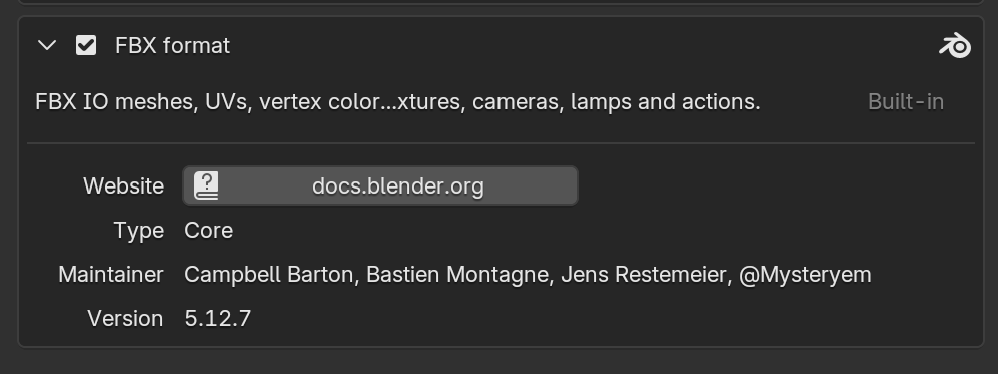 FBX format add-on in Blender