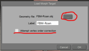Load Morph Target window