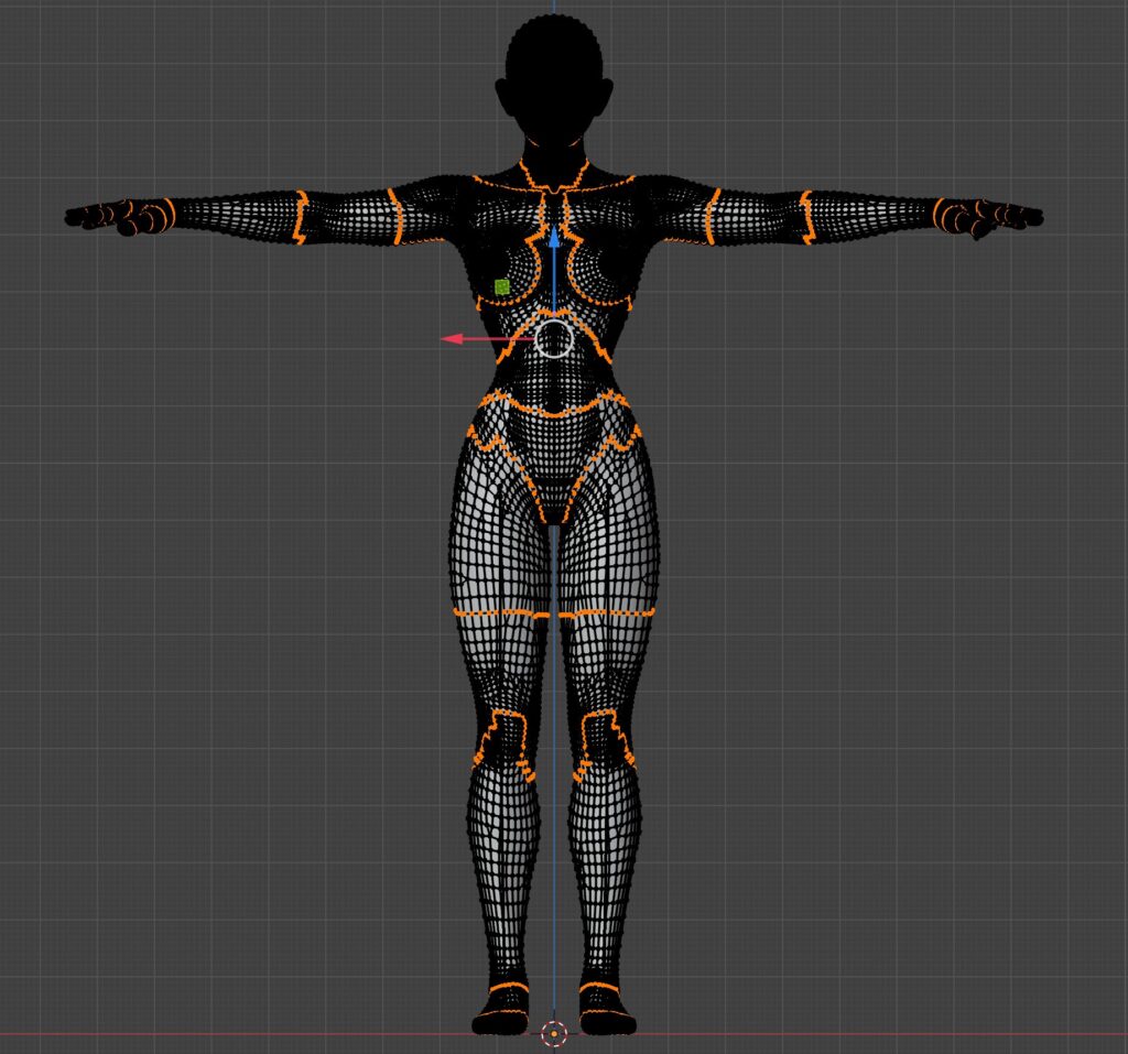 Loose geometry in figure exported from Poser which are actually the outlines of the bone groups from Poser.